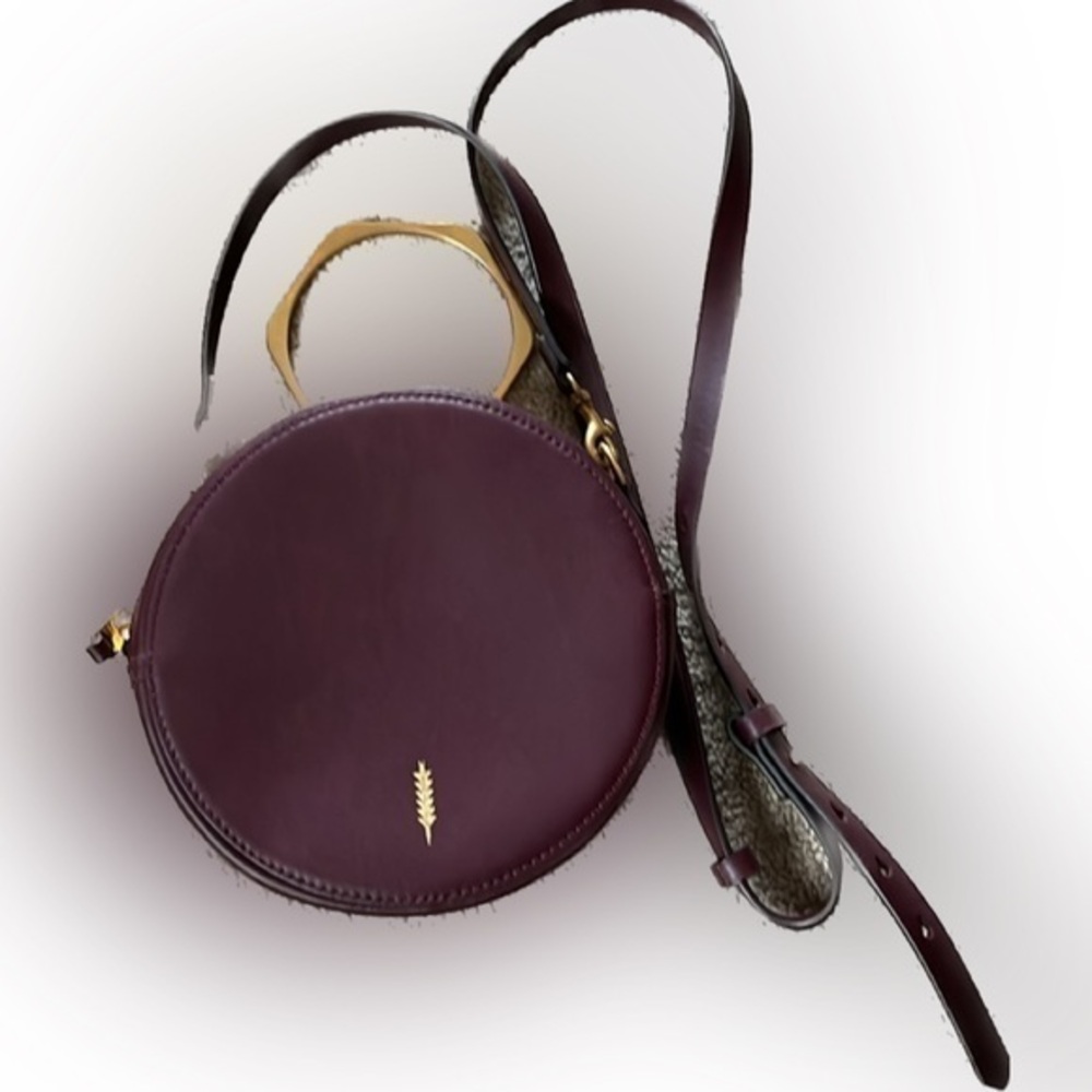 THACKER New York Leigh Cardinal convertible leather circle crossbody handbag